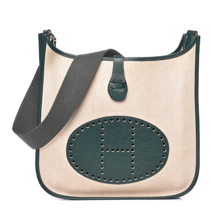 Hermes Toile Ardennes Evelyne GM Vert Fonce 1 of 11