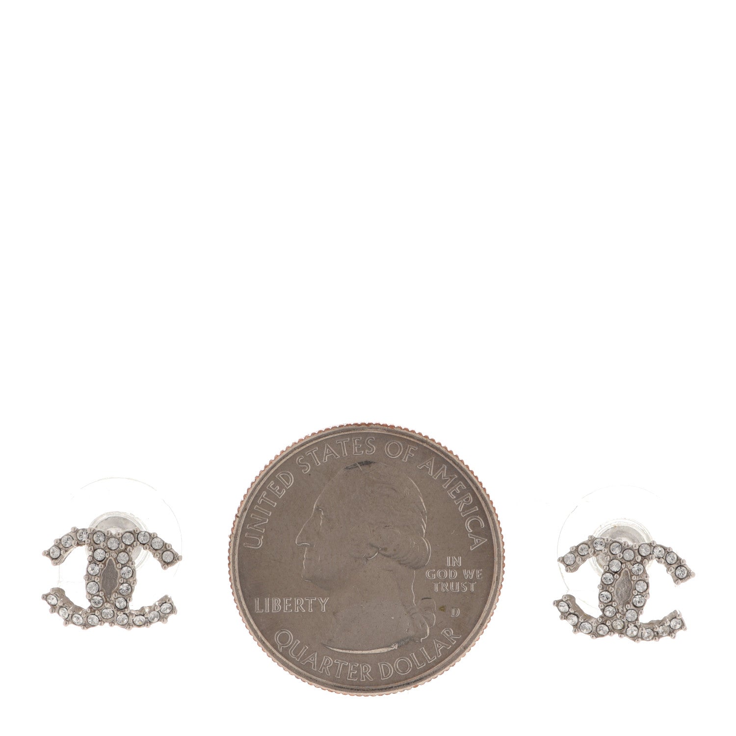 Chanel Crystal CC Earrings Silver 2 of 4
