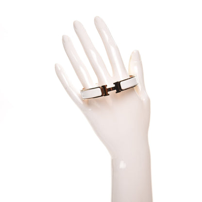 Hermes Enamel Narrow Clic Clac H Bracelet GM White 2 of 7