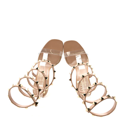 Valentino Garavani Kidskin PVC Rockstud Spiral Ankle Strap 100mm Sandals 36.5 Rose 2 of 8