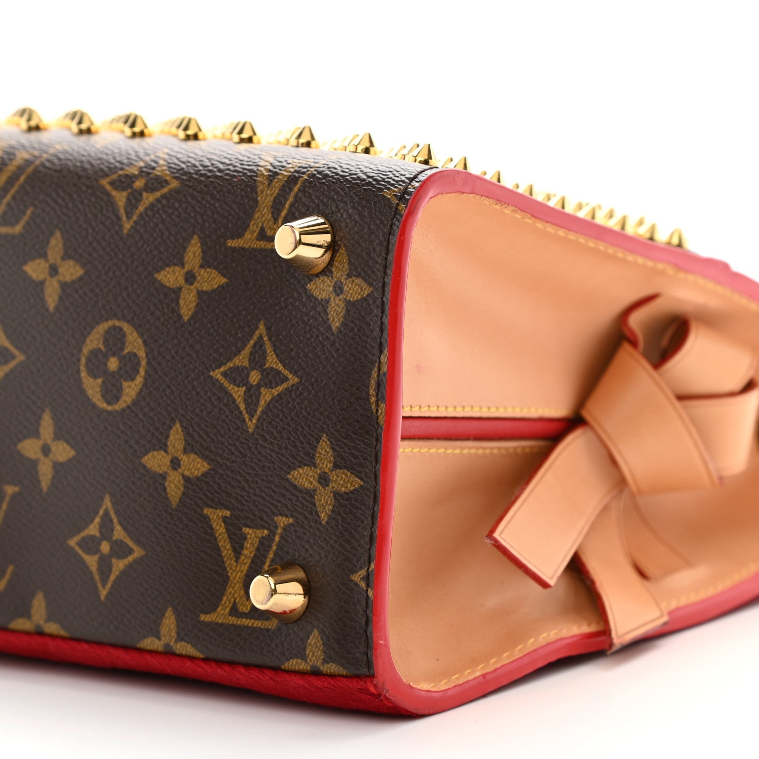 Louis Vuitton Monogram Calf Hair Spikes Iconoclasts Christian Louboutin Tote Red 12 of 15