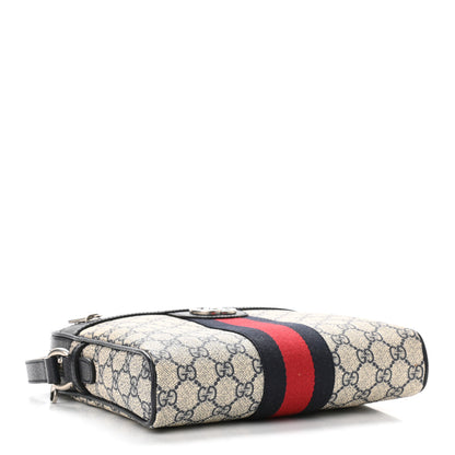 Gucci GG Supreme Monogram Textured Dollar Calfskin Web Small Ophidia Messenger Bag Beige Blue 4 of 12