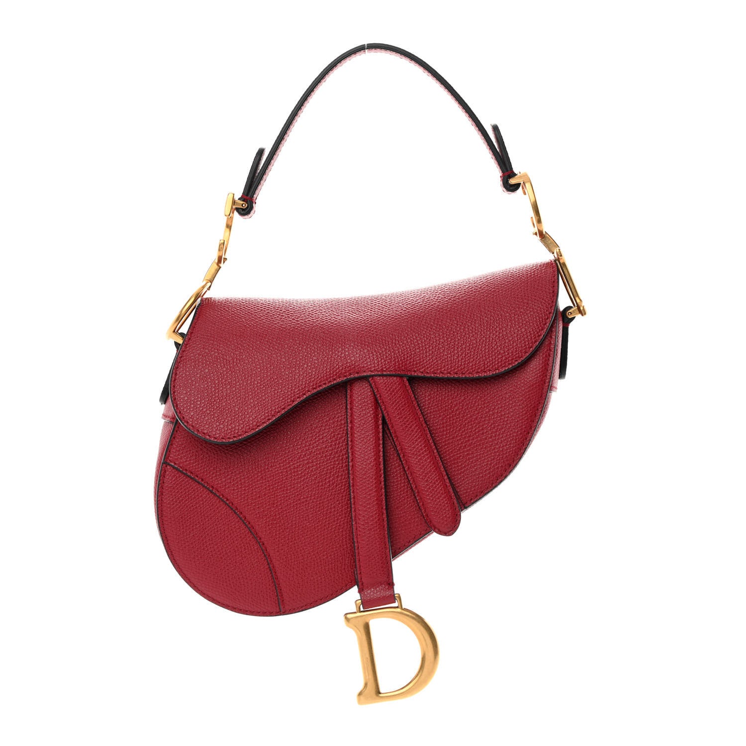 Christian Dior Grained Calfskin Mini Saddle Bag Red 1 of 11