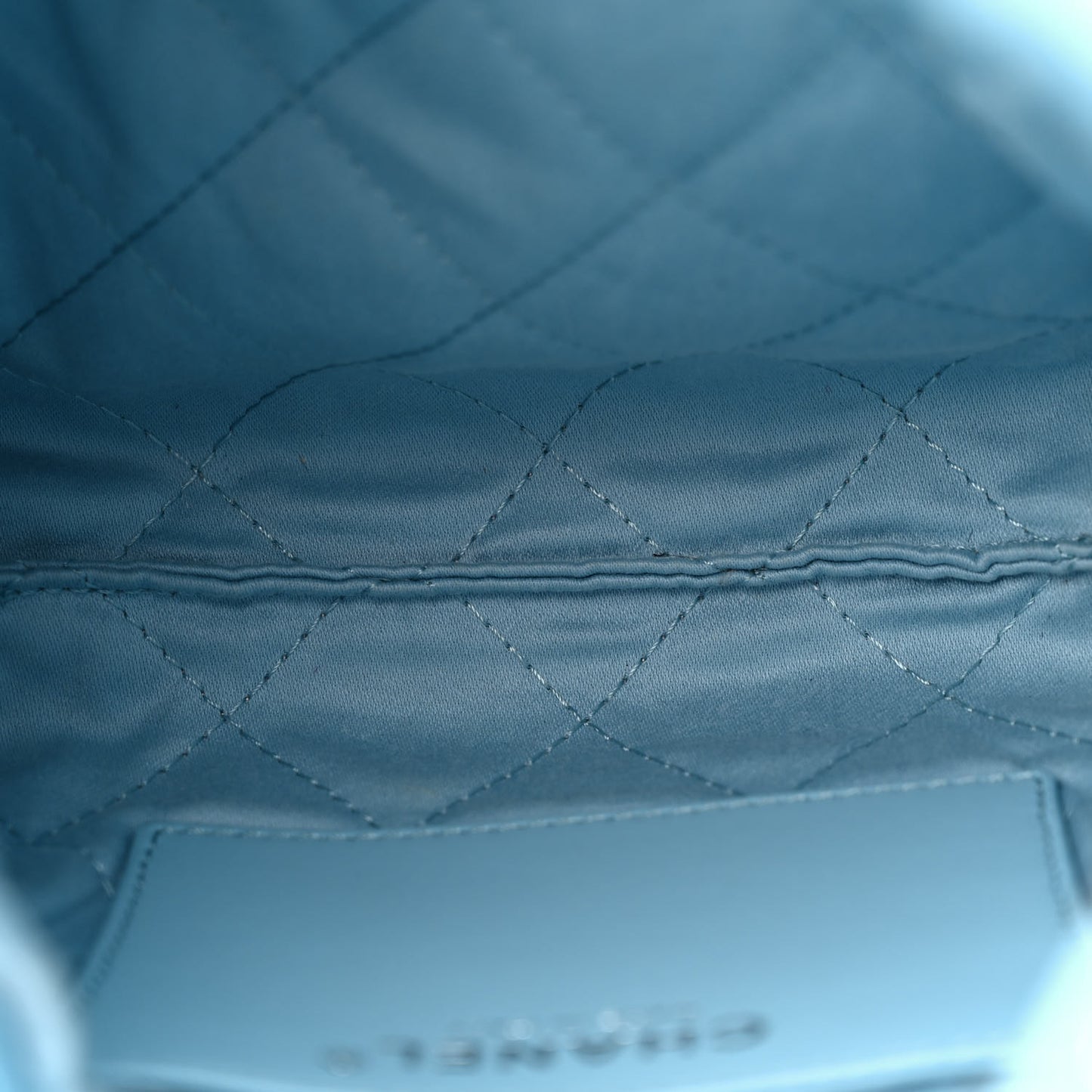Shiny Calfskin Quilted Mini Chanel 22 Light Blue