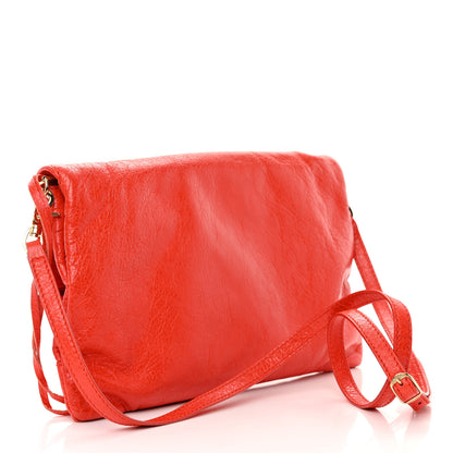 Balenciaga Agneau Giant 12 Gold Hardware Envelope Strap Clutch Rouge Coquelicot 3 of 13