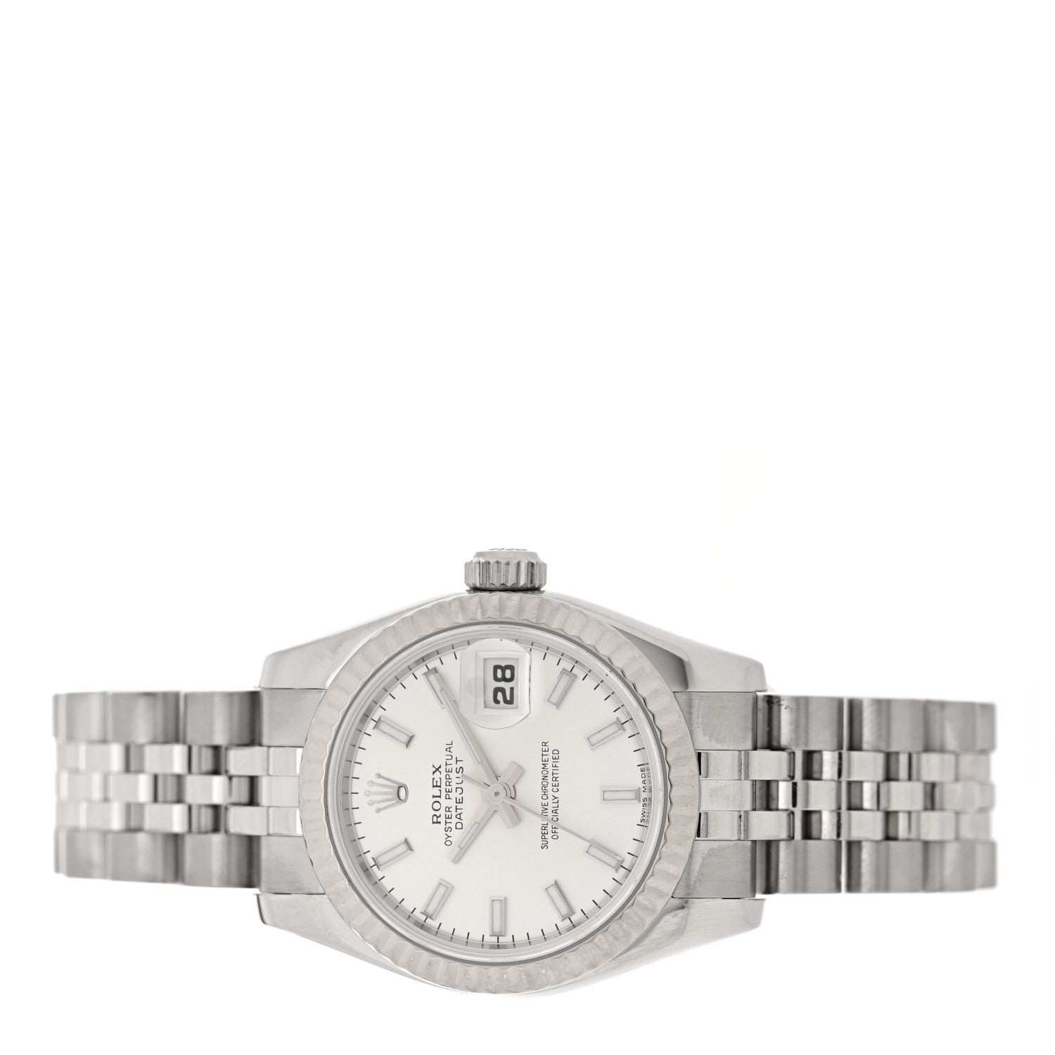 Rolex Stainless Steel 18K White Gold 26mm Oyster Perpetual Datejust Watch Silver 179174 2 of 5