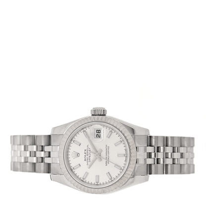Rolex Stainless Steel 18K White Gold 26mm Oyster Perpetual Datejust Watch Silver 179174 2 of 5