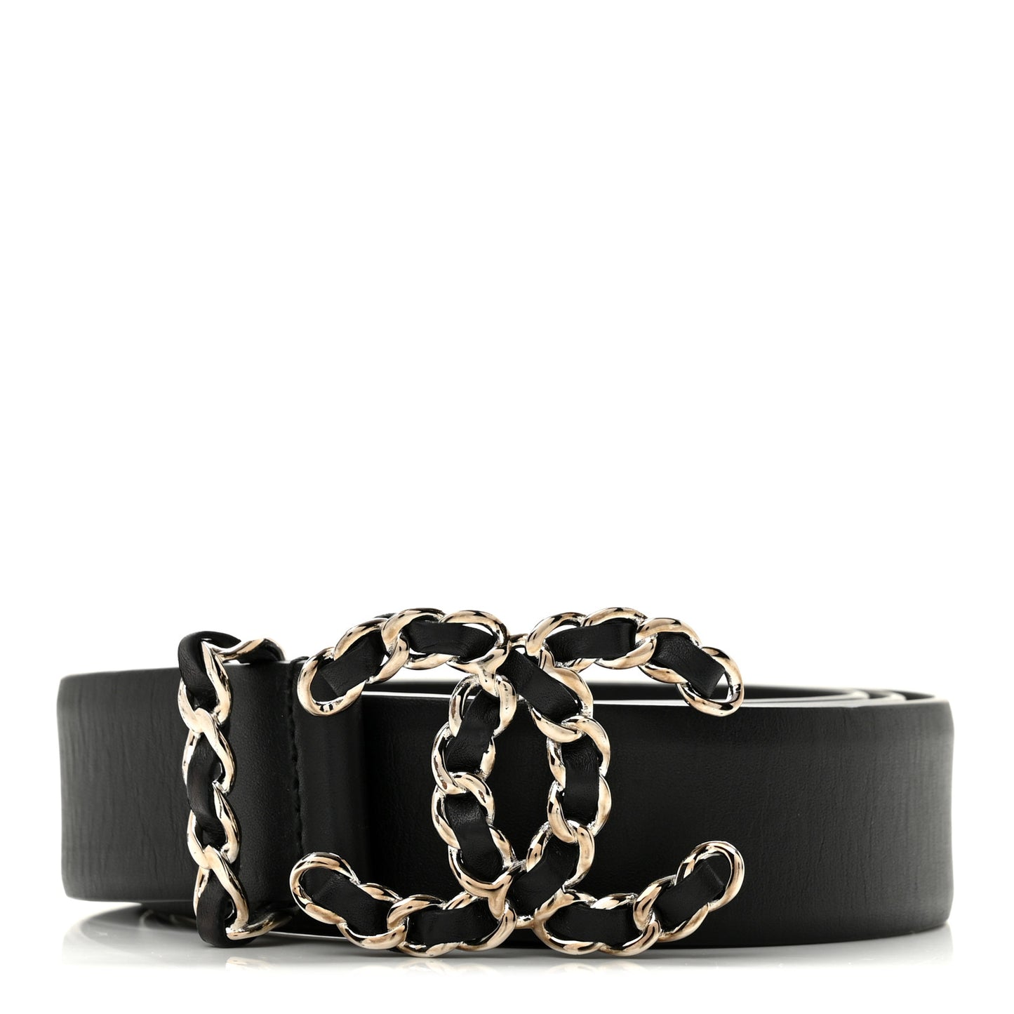 Calfskin CC Chain Belt 85 34 Black
