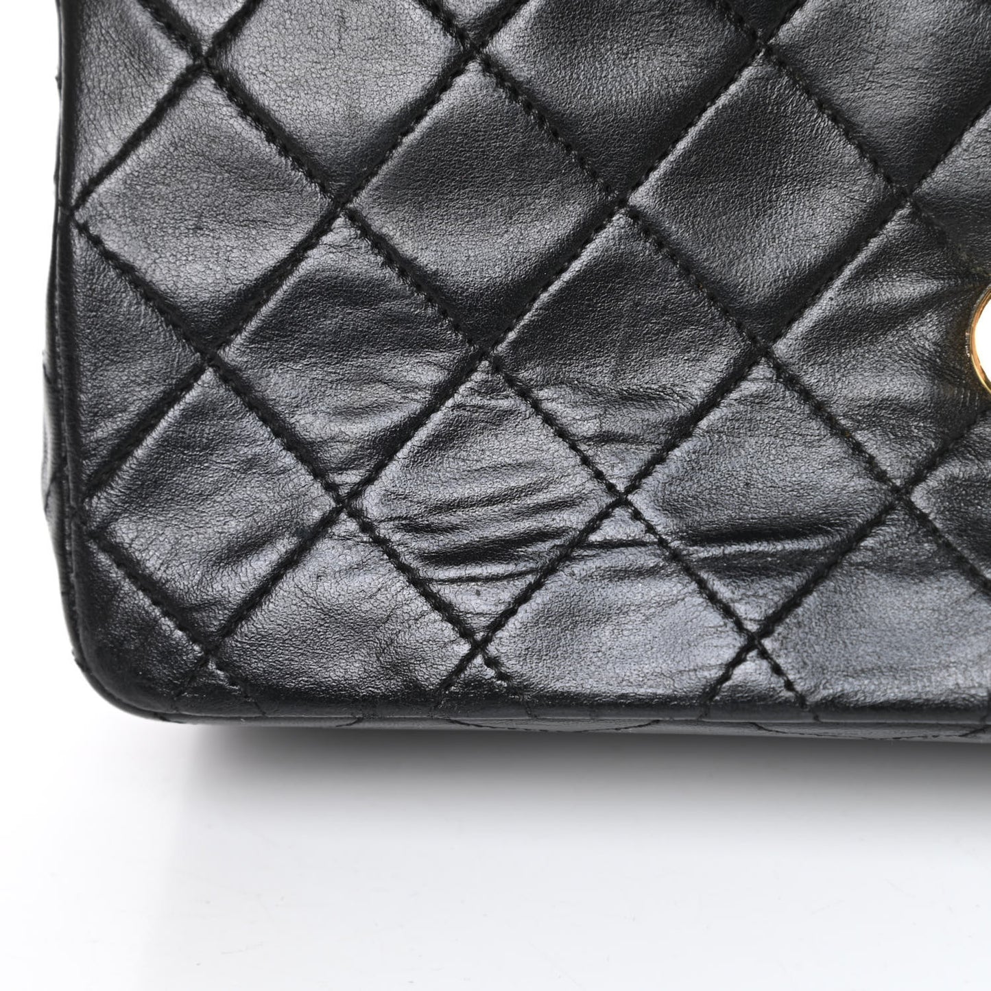 Lambskin Quilted Small Double Flap Black