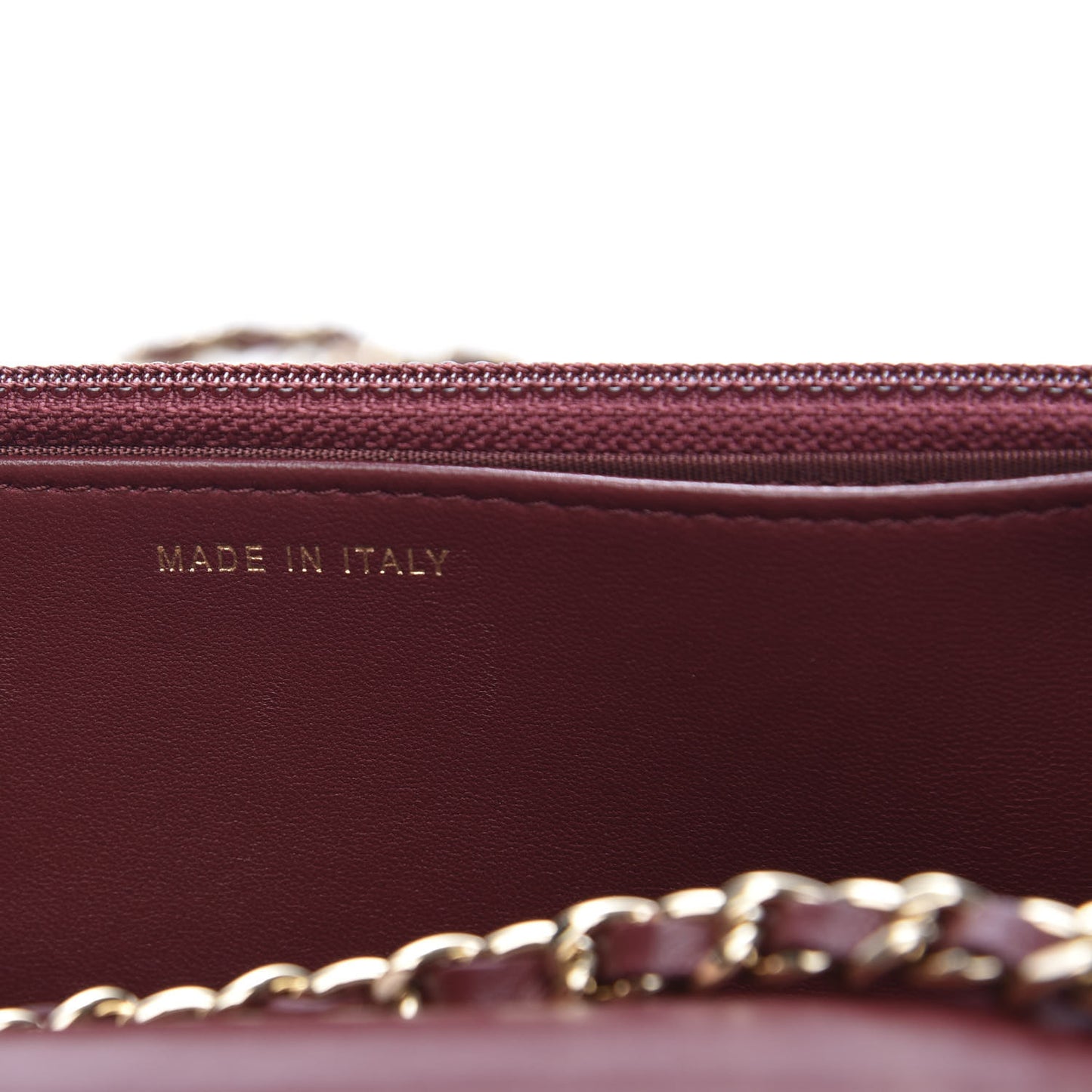 Lambskin Quilted Trendy CC Wallet On Chain WOC Burgundy