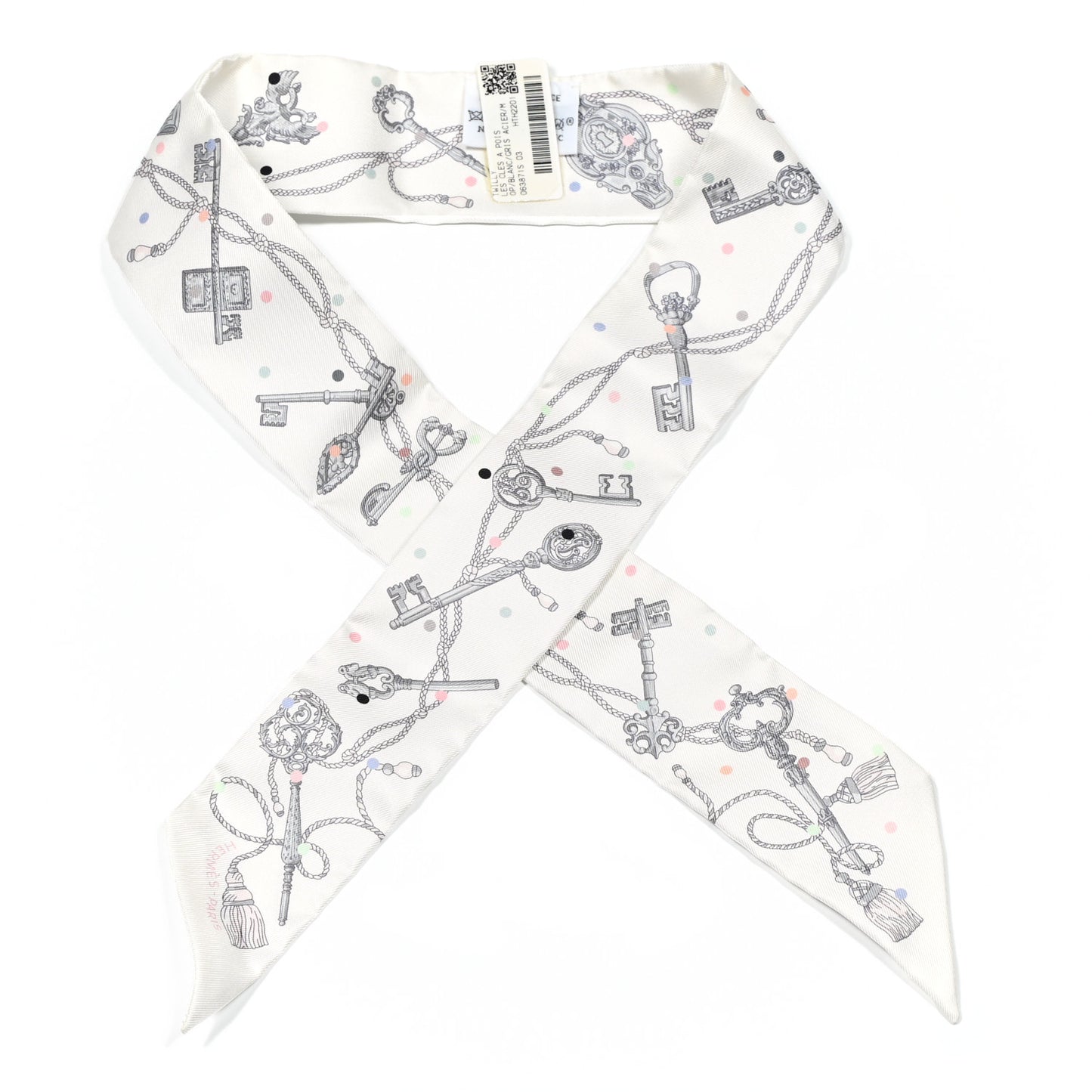 Silk Les Cles A Pois Twilly White Gris Acier