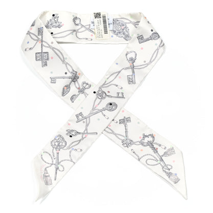 Hermes Silk Les Cles A Pois Twilly White Gris Acier 1 of 4
