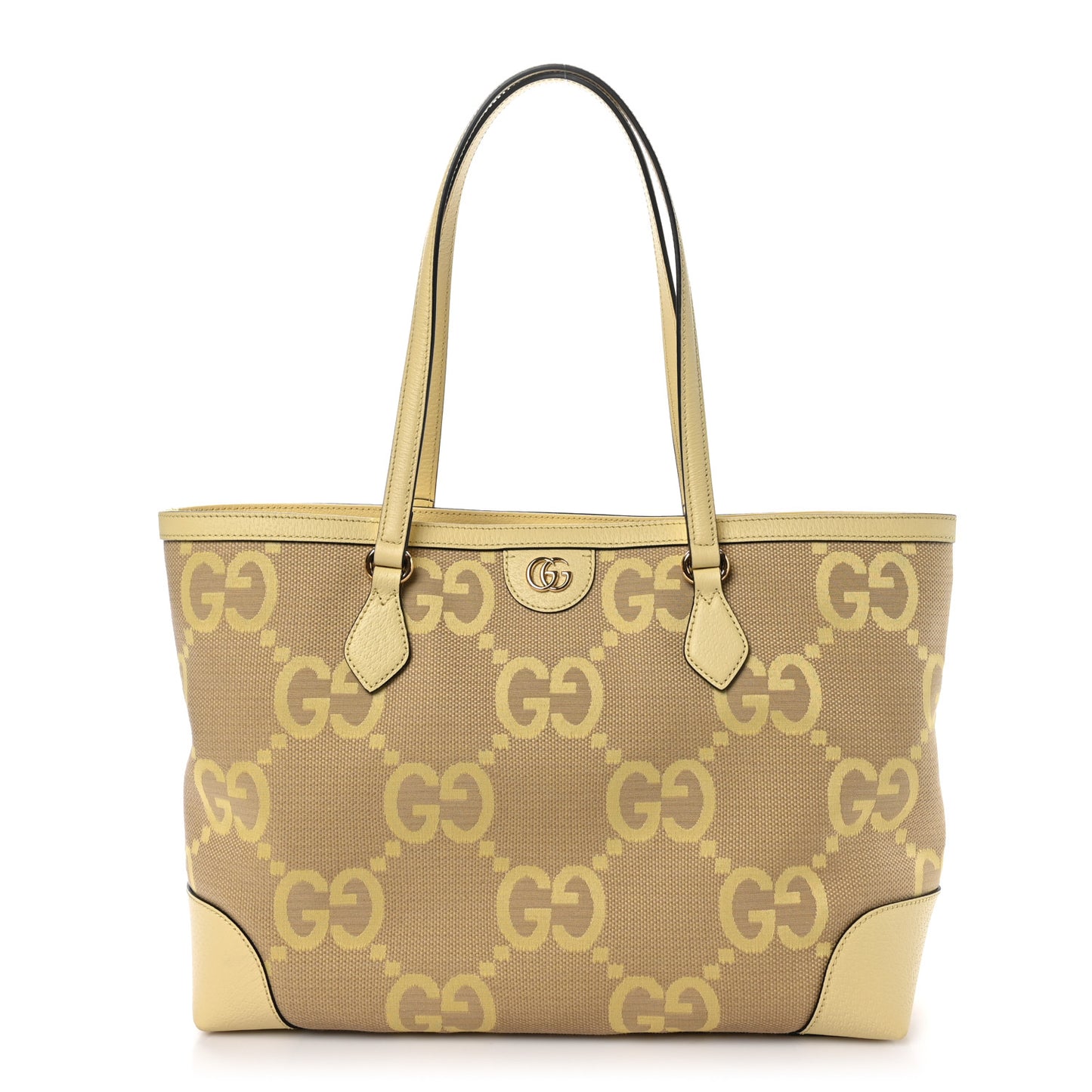 Monogram Jumbo GG Textured Dollar Calfskin Medium Ophidia Shopping Tote Beige Banana