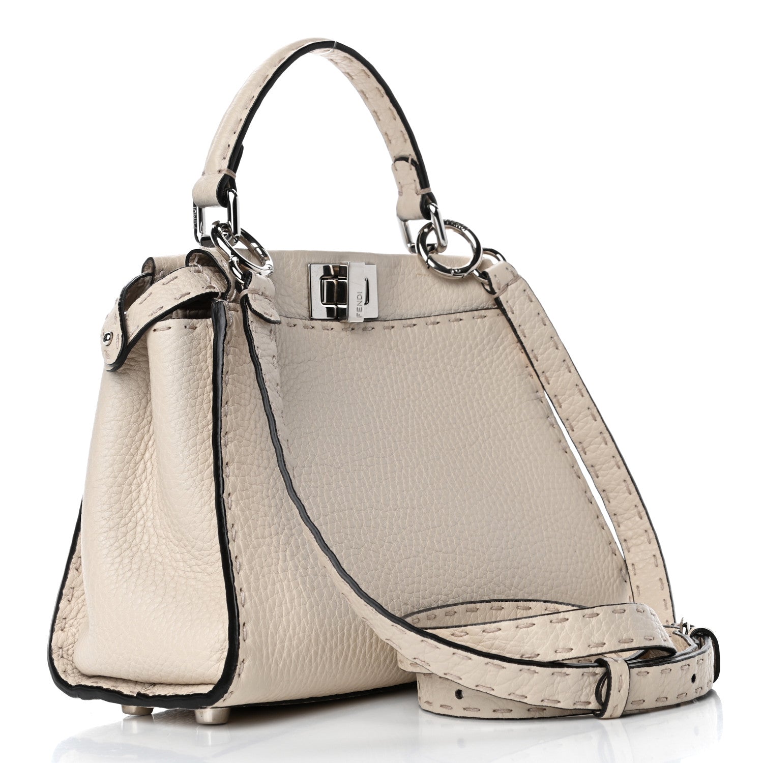 Fendi Cuoio Romano Selleria Mini Peekaboo Iconic Satchel Latte 2 of 4