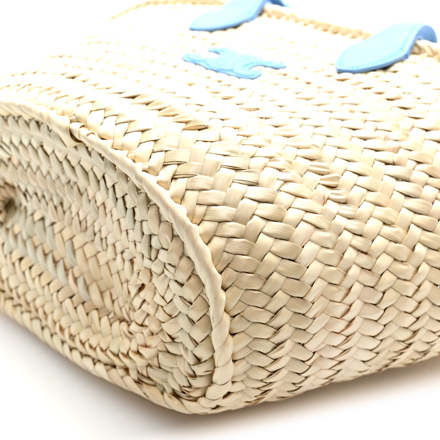 Raffia Calfskin Triomphe Medium Panier Soft Blue