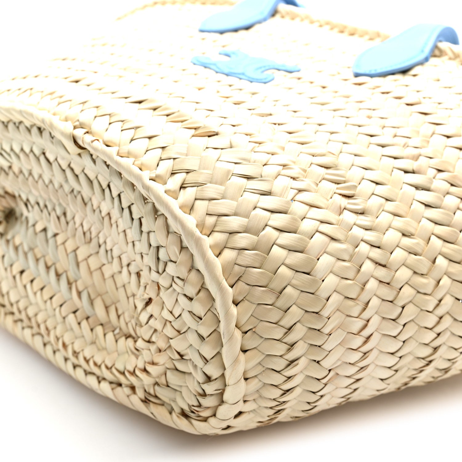 Celine Raffia Calfskin Triomphe Medium Panier Soft Blue 9 of 9