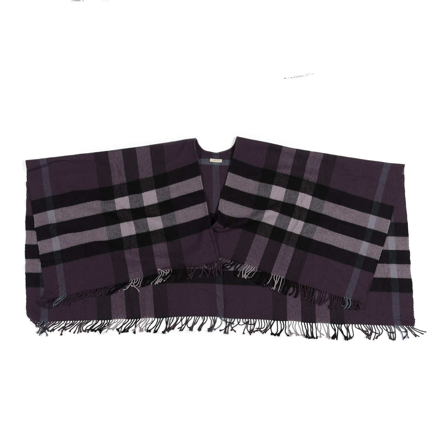 Burberry Merino Wool Cashmere Collette Smoked Check Cape Scarf Scarf Purple 1 of 2