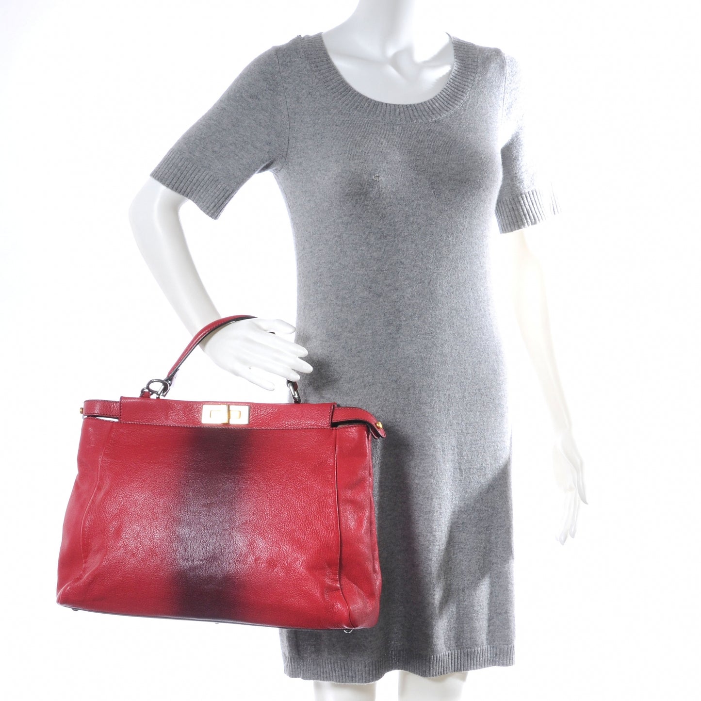 Goatskin Calf Hair Large Peekaboo Iconic Satchel Red