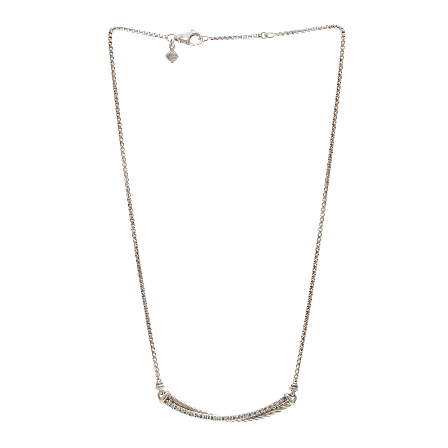 Sterling Silver Diamond Crossover Bar Necklace