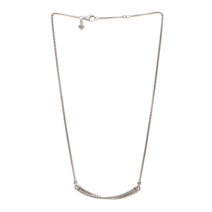 David Yurman Sterling Silver Diamond Crossover Bar Necklace 3 of 4