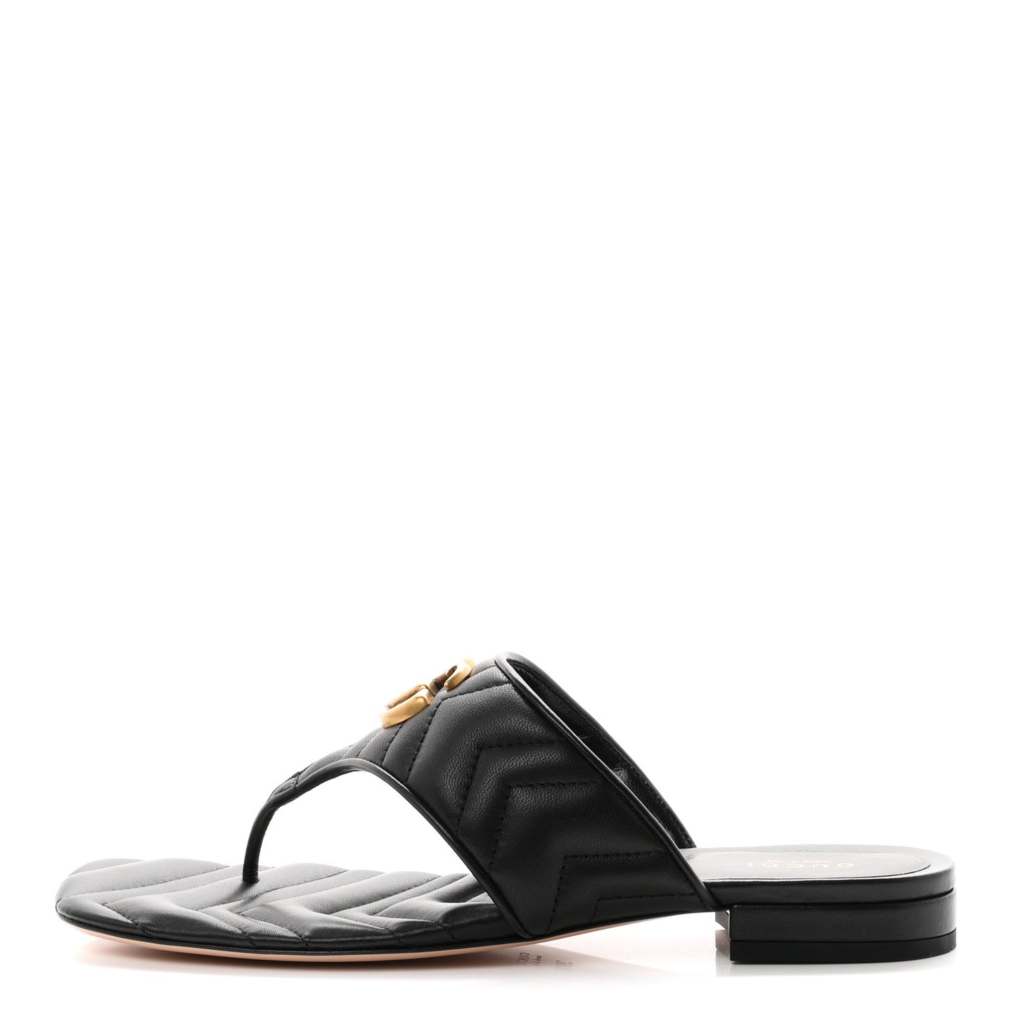 Nappa Charlotte Double G Marmont Thong Sandals 39.5 Black