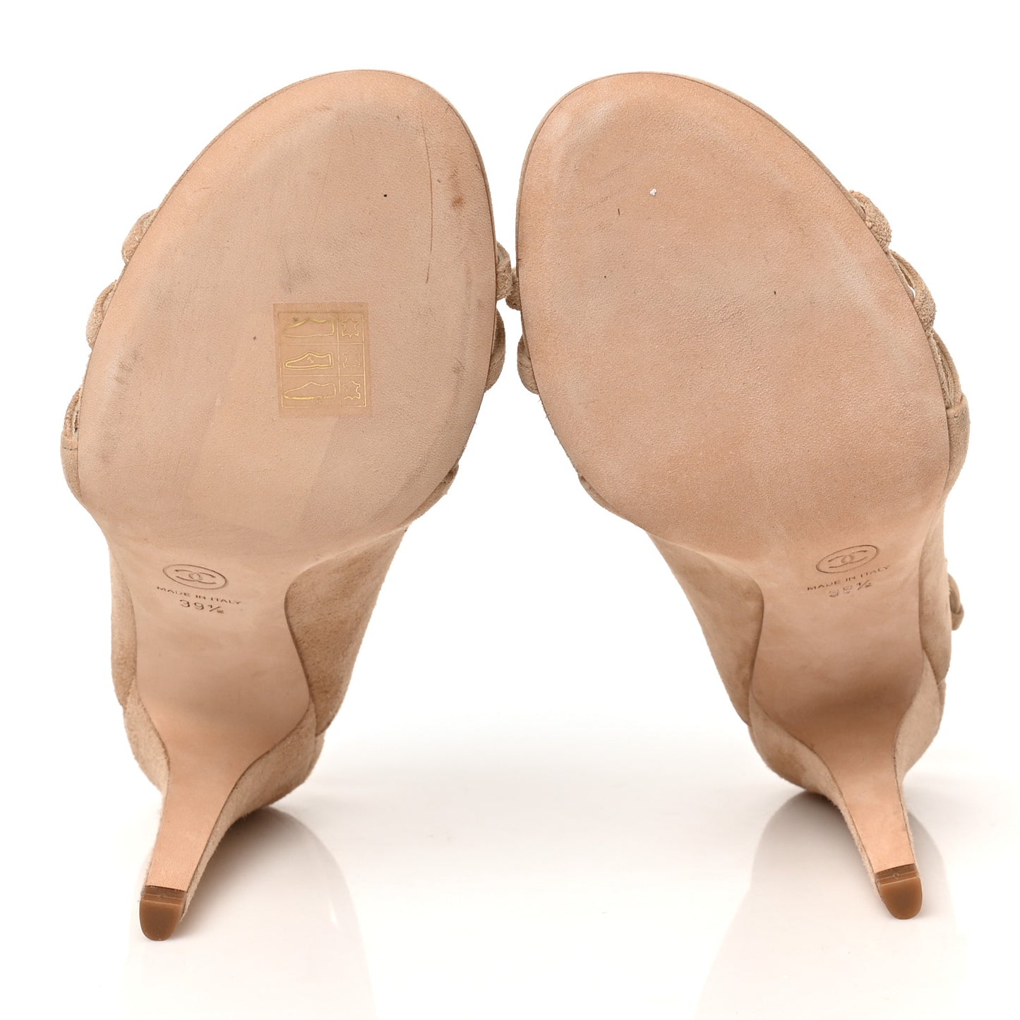Suede Pearl Open Toe Caged Sandals 39.5 Beige