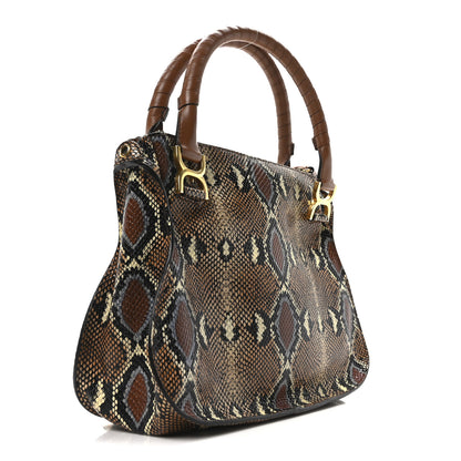 Chloe Snakeskin Embossed Calfskin Medium Marcie Satchel Brown Multicolor 3 of 10