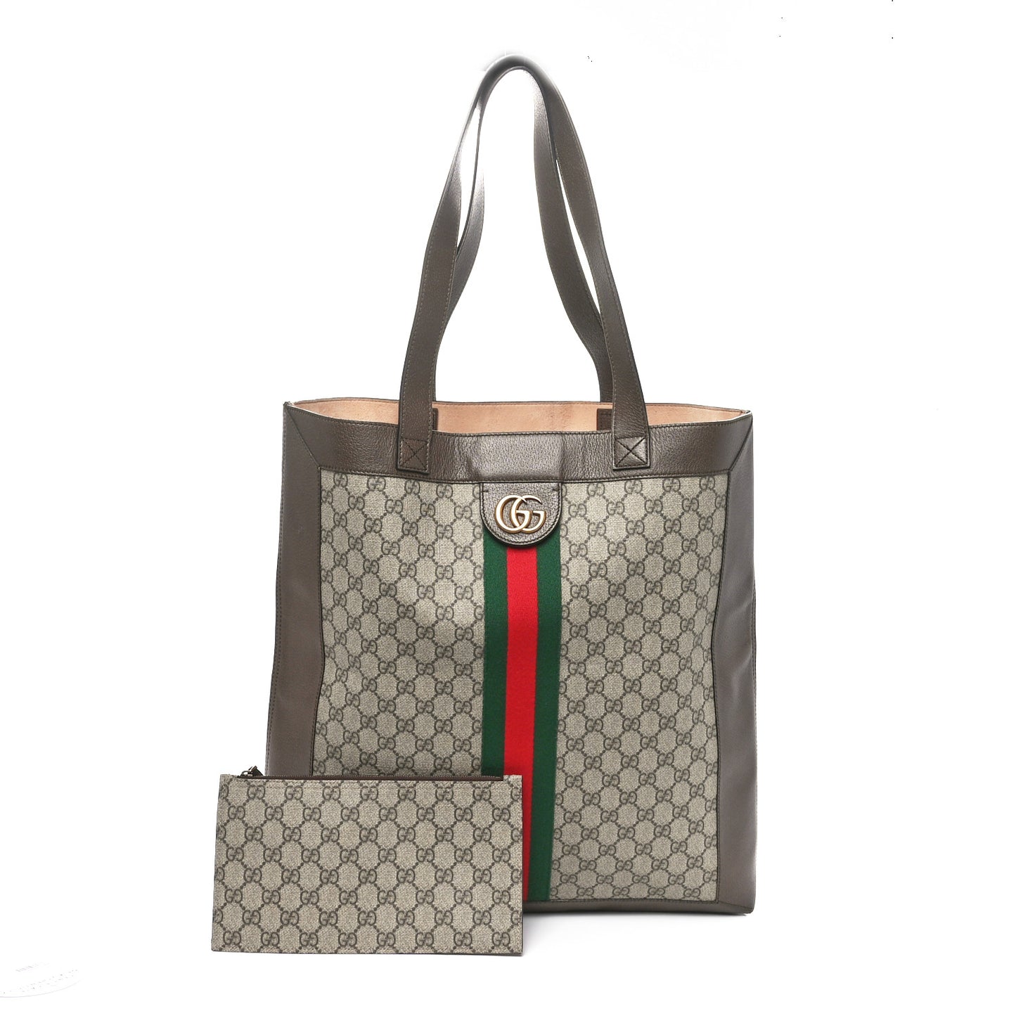 GG Supreme Monogram Web Large Ophidia Vertical Shopping Tote Brown