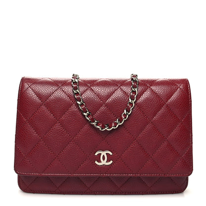 Chanel Caviar Quilted Wallet on Chain WOC Burgundy 1 of 11