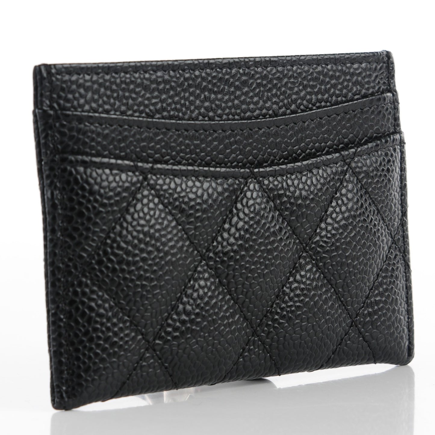 Caviar Quilted Card Holder Black