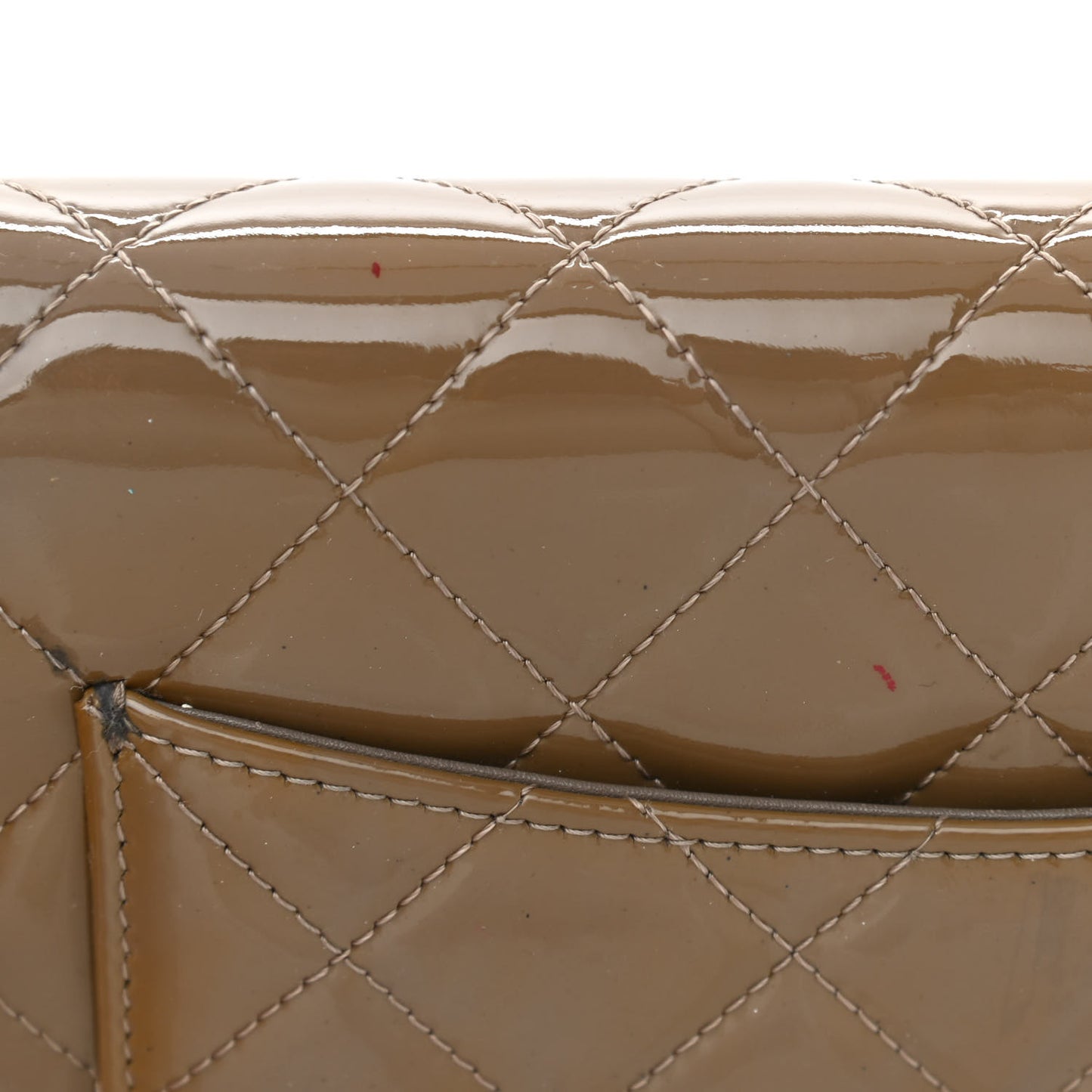 Patent Quilted Wallet On Chain WOC Brown