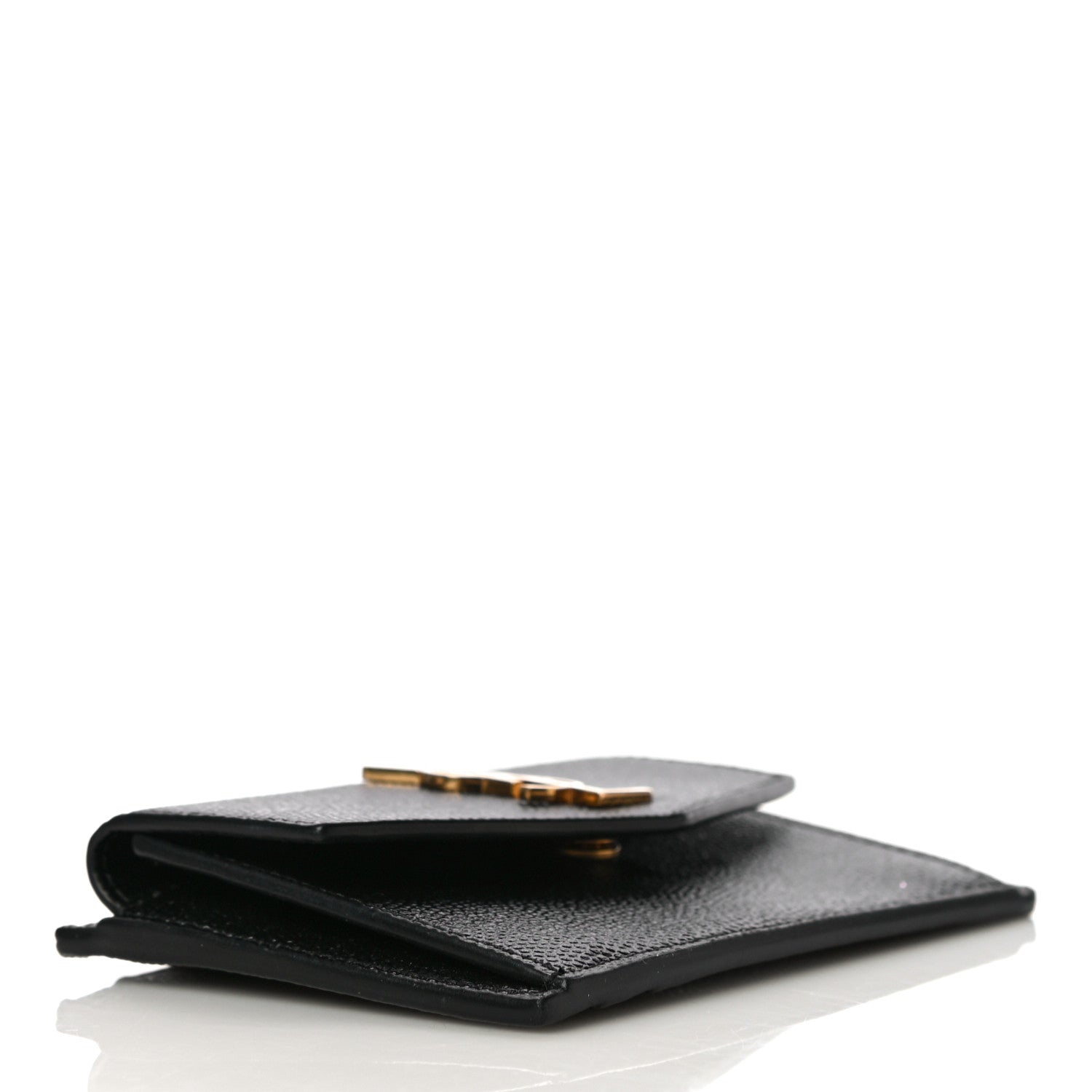 Saint Laurent Grain De Poudre Uptown Monogram Card Case Black 4 of 10