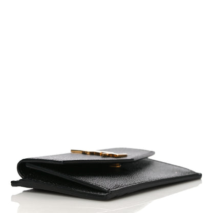 Saint Laurent Grain De Poudre Uptown Monogram Card Case Black 4 of 10