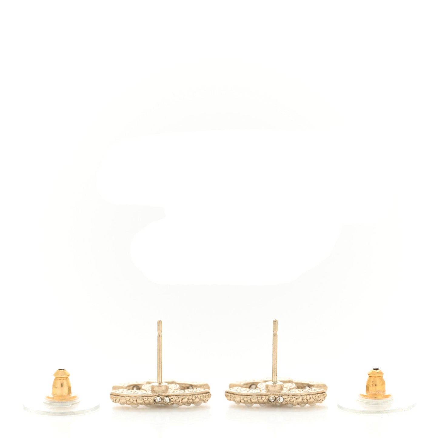 Pearl Crystal CC Earrings Light Gold