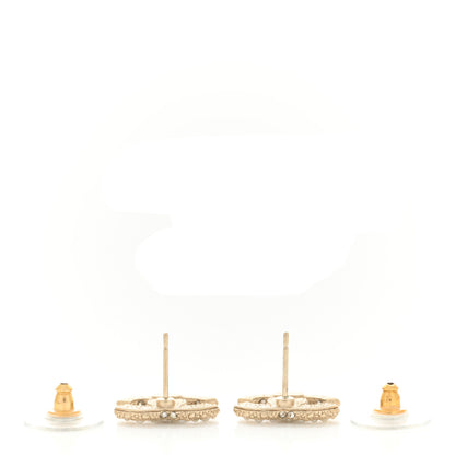 Chanel Pearl Crystal CC Earrings Light Gold 3 of 4