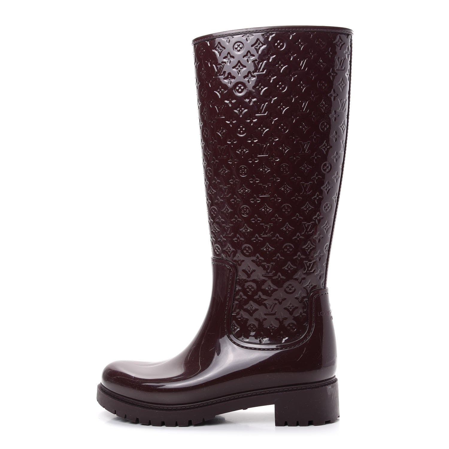 Louis Vuitton Rubber Embossed Monogram Splash Rain Boots 38 Burgundy 1 of 9