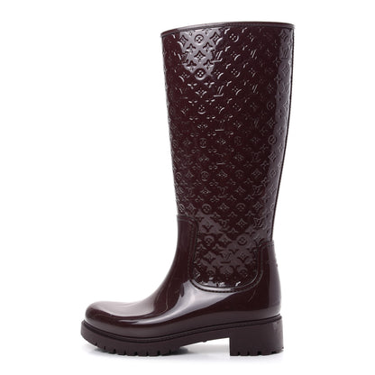 Louis Vuitton Rubber Embossed Monogram Splash Rain Boots 38 Burgundy 1 of 9