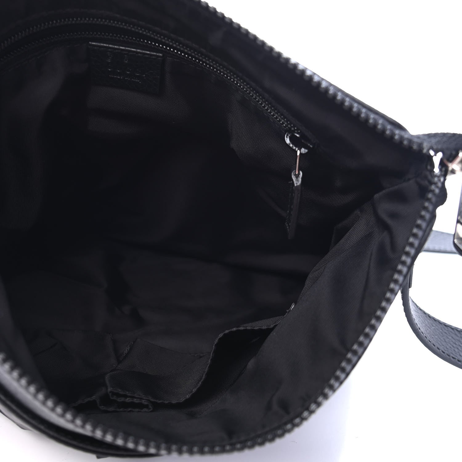 Gucci Nylon Monogram Dollar Calfskin Flat Messenger Bag Black 4 of 6