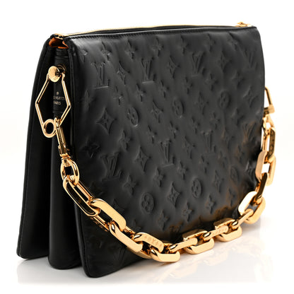 Louis Vuitton Lambskin Embossed Monogram Coussin MM Black 3 of 9