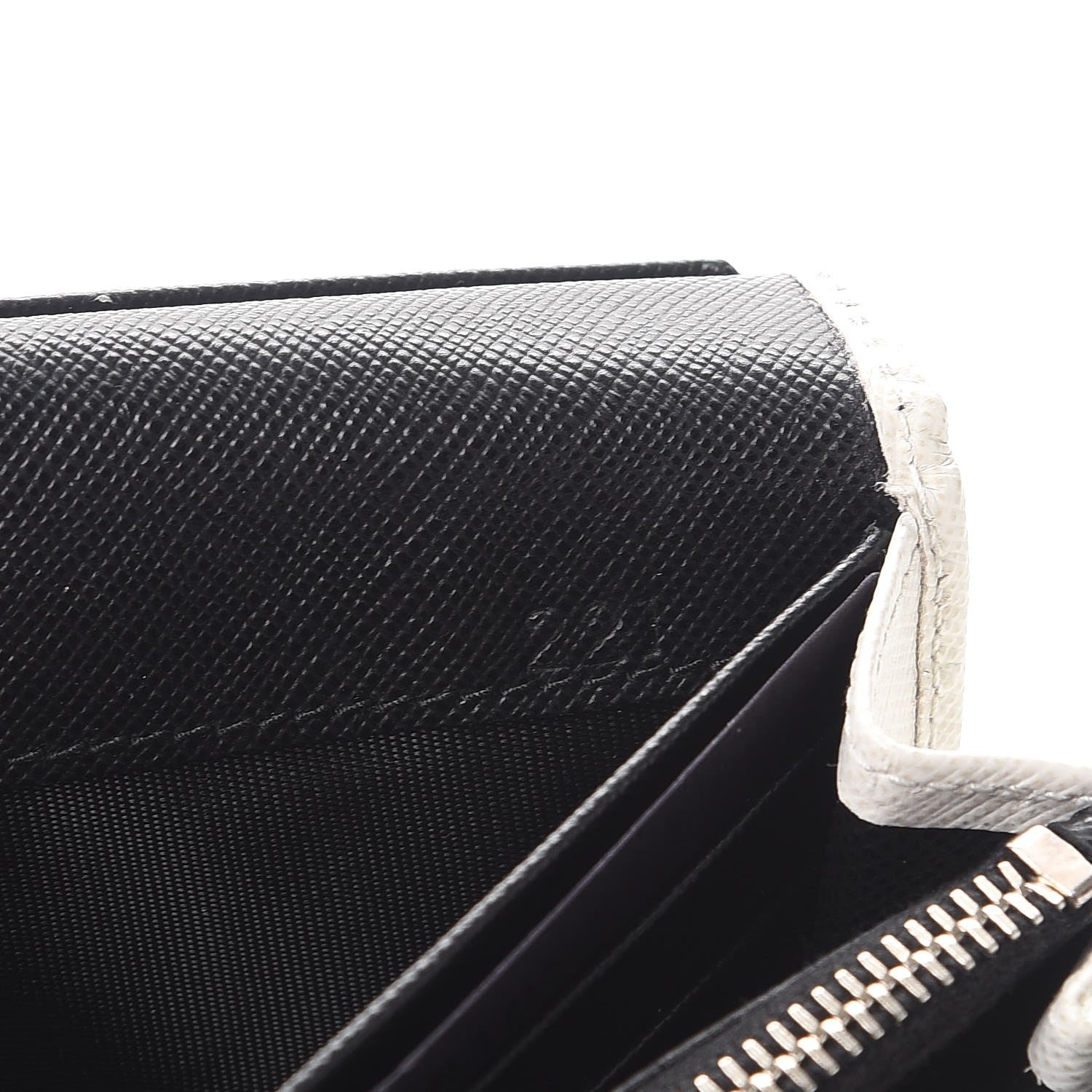 Prada Saffiano Corner Continental Flap Wallet Talco Black 8 of 9