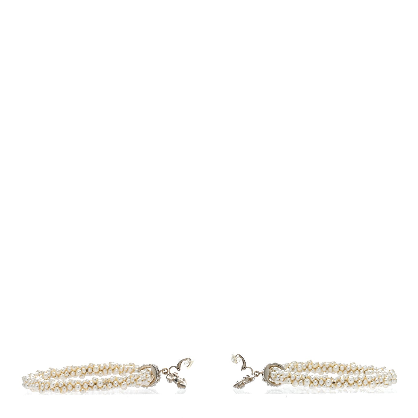 Crystal Pearl CC Hoop Earrings Gold Pearly White