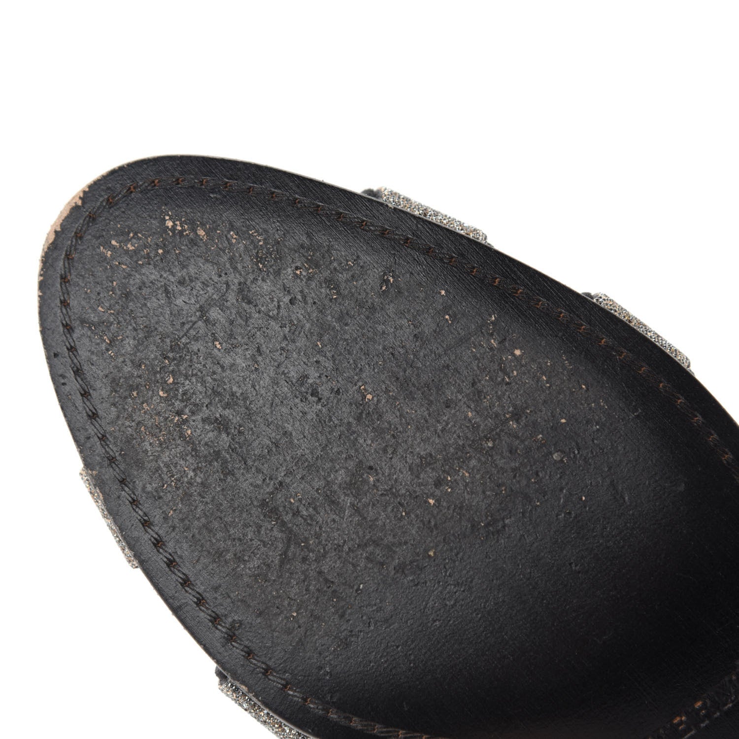 Hermes Velour Goatskin Crystal Poudre Night 70 Slingback Sandals 36 Argent Black 8 of 10