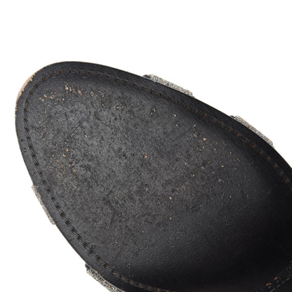 Hermes Velour Goatskin Crystal Poudre Night 70 Slingback Sandals 36 Argent Black 8 of 10