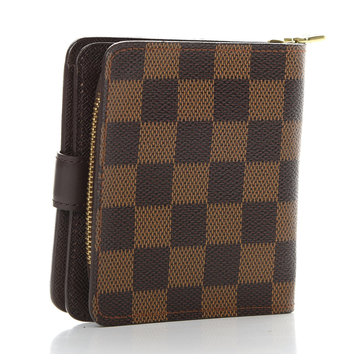 Damier Ebene Zippe Zipped Compact Wallet