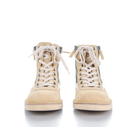 Chanel Toile Suede Calfskin CC Lace Up Short Boots 39 Light Beige 2 of 9