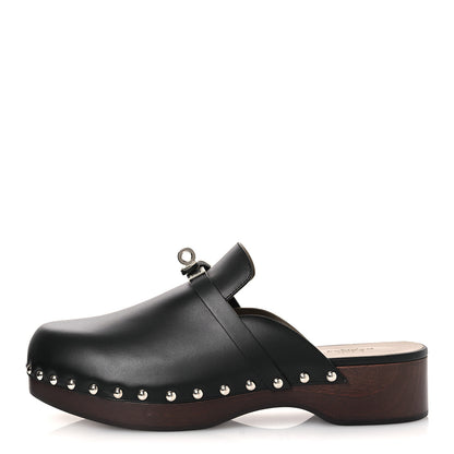 Hermes Calfskin Carlotta Mules 39 Black 1 of 11