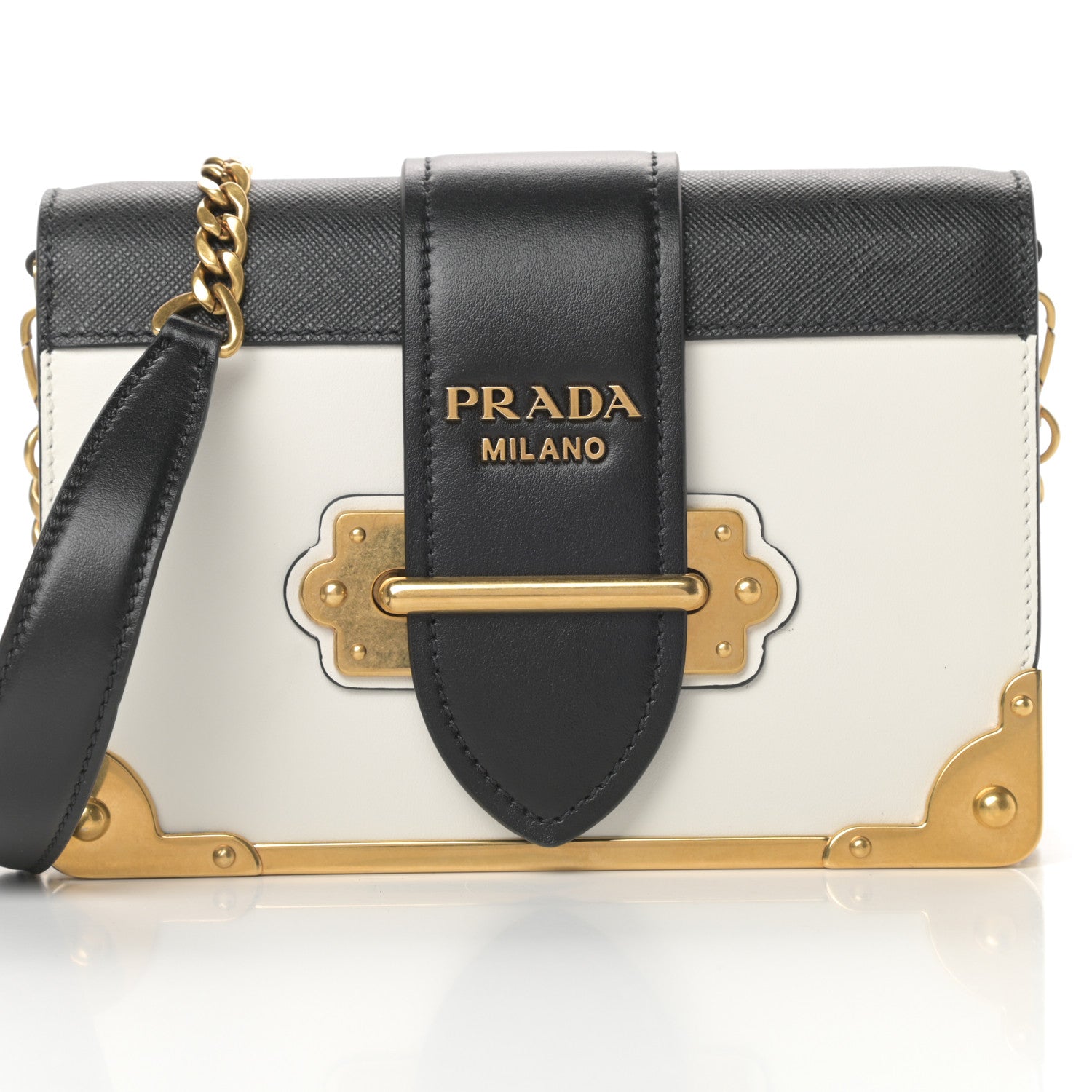 Prada City Calf Saffiano Cahier Bag Talco Black 7 of 9