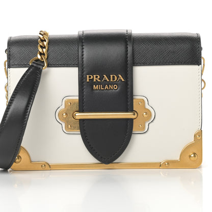 Prada City Calf Saffiano Cahier Bag Talco Black 7 of 9