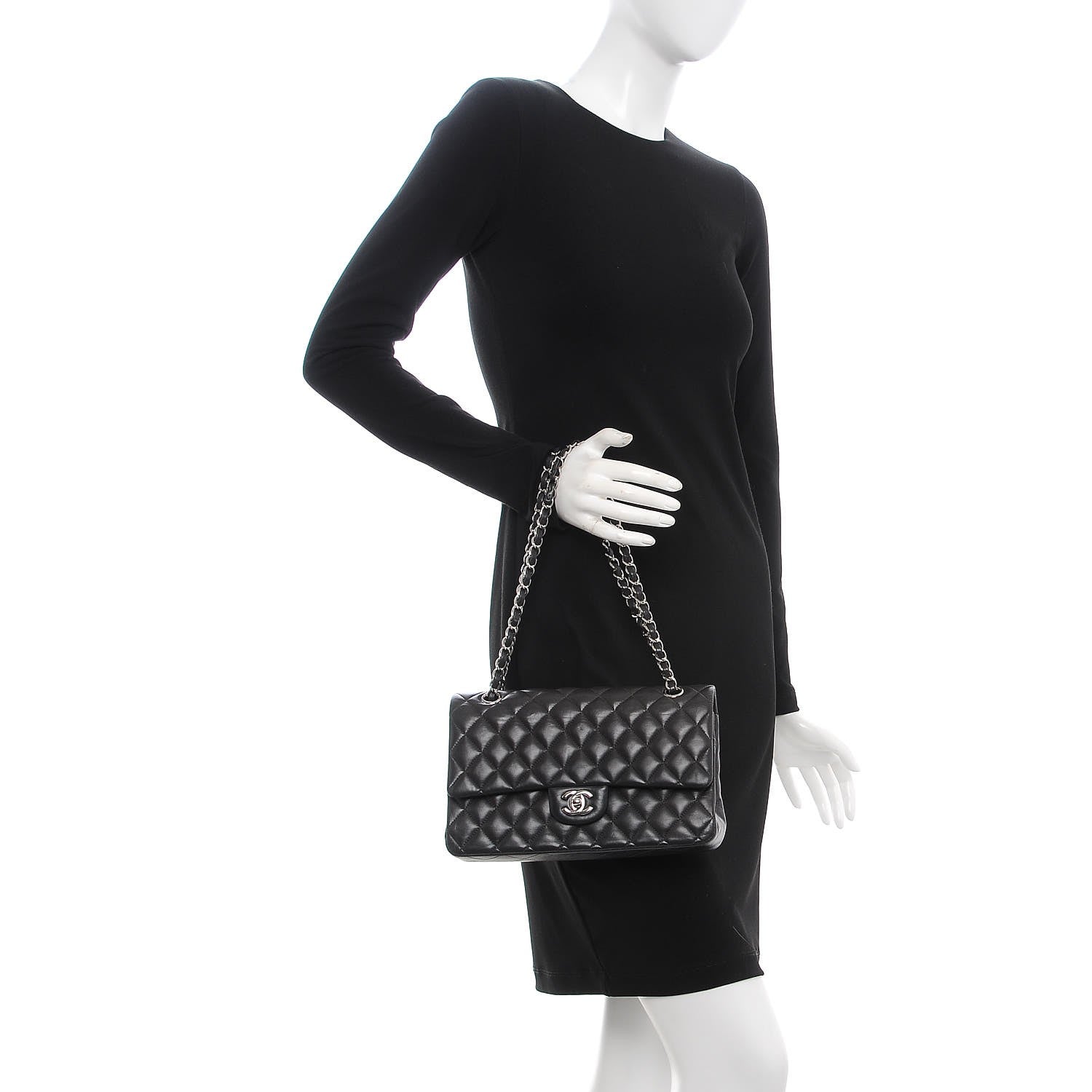 Chanel Lambskin Quilted Medium Double Flap Dark Grey 2 of 8