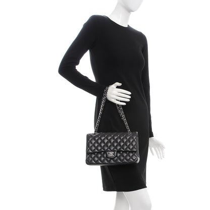 Chanel Lambskin Quilted Medium Double Flap Dark Grey 2 of 8